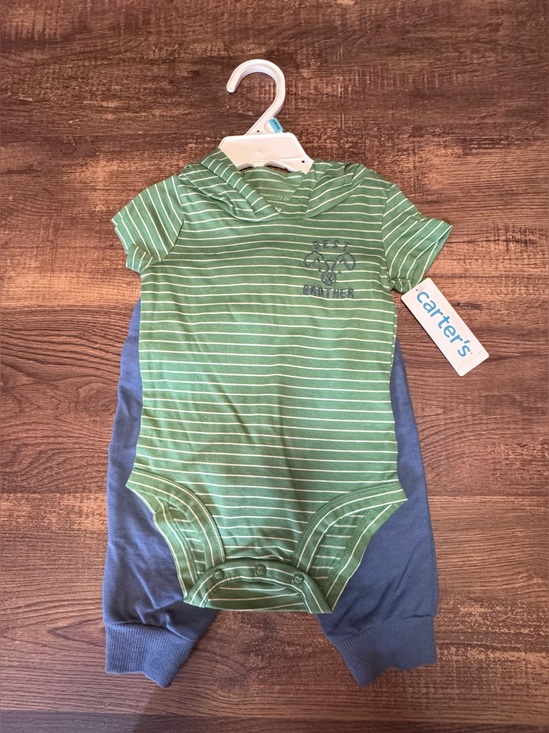 Carter's Other - Carter's Green and Blue Striped Hooded One-Piece Bodysuit